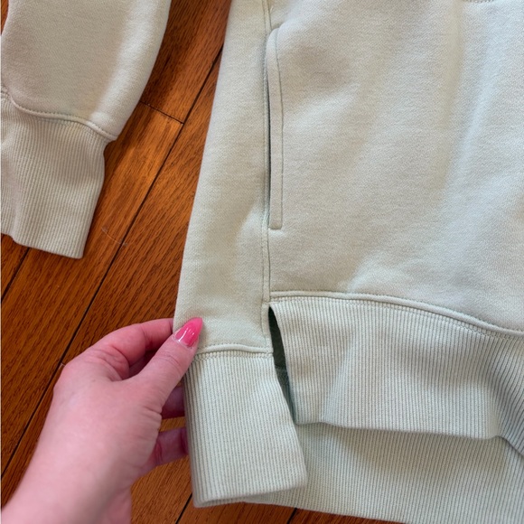 Light Green Offline by Aerie Quarter Zip Sweatshirt - Picture 3 of 10